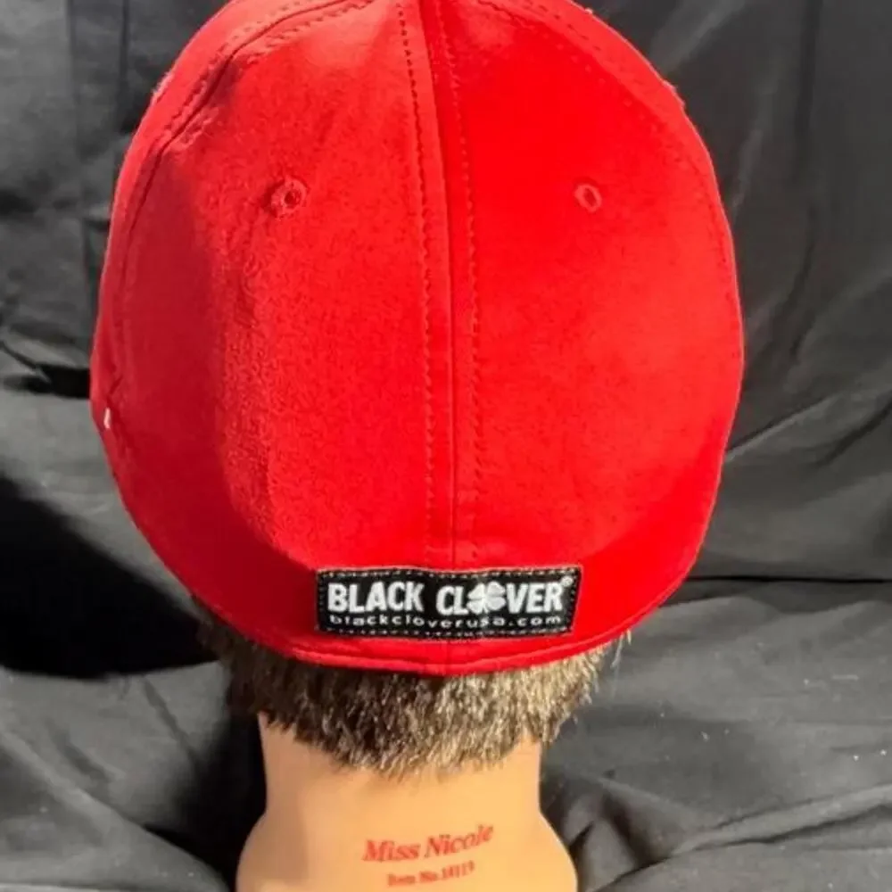 🚨 Premium Black Clover 29 Red & Black Stretch Fit “Live Lucky” Golf Hat Cap 🧢